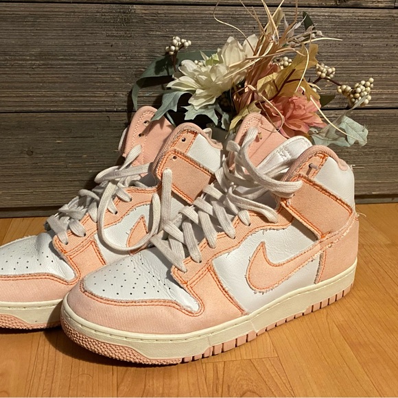 Nike Women's High-Top Sneakers - White and Arctic Orang - EUC - Picture 1 of 8